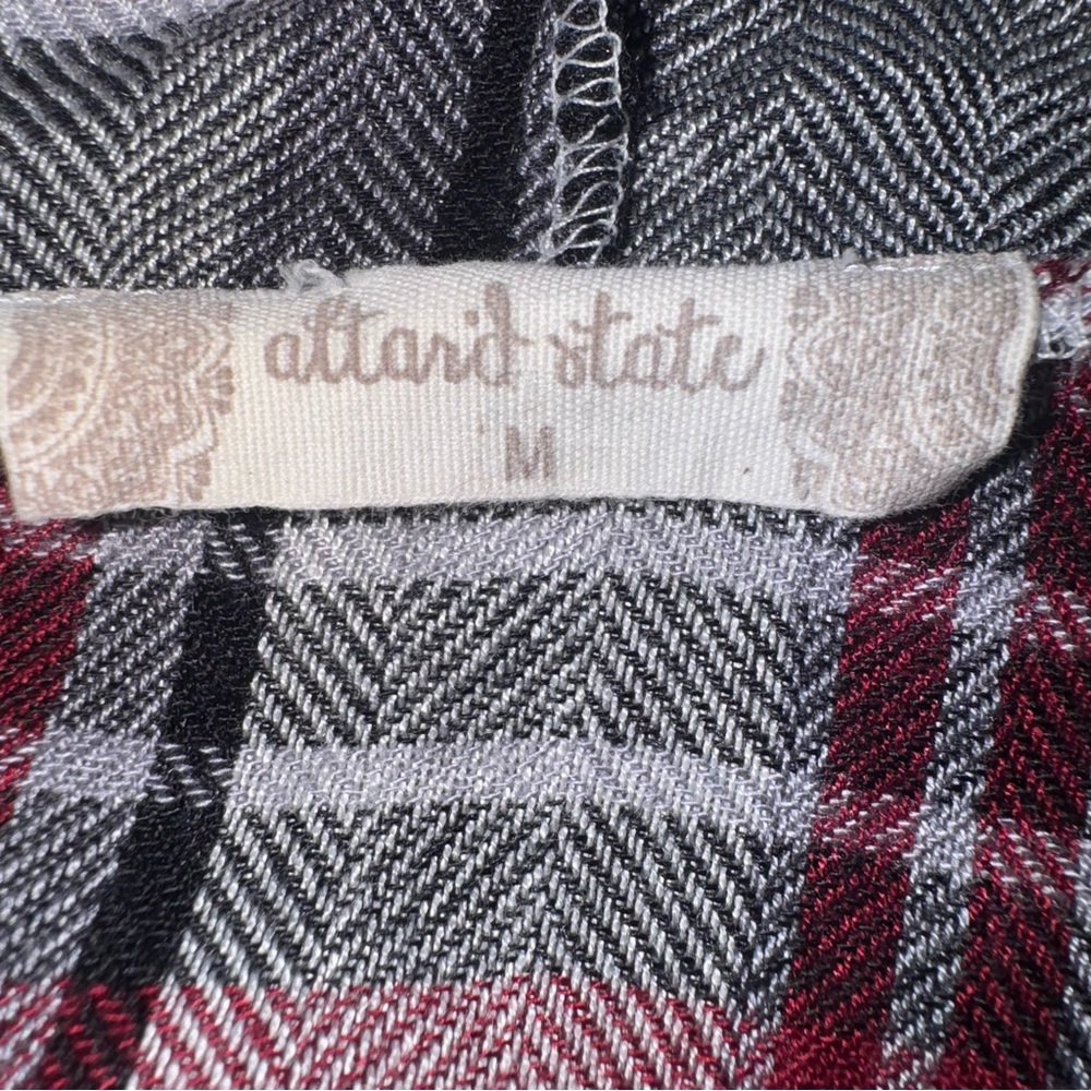 Altar'd State M Red Black‎ Plaid Sleeveless Cardigan Fringe Rustic Boho Grunge - Picture 4 of 8